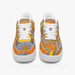 Unisex Leder Low-Top Sneakers: Helles Gelb & Orange Design