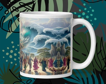 Crossing the Red Sea design Passover Mug Biblical design White glossy mug
