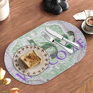 Oval Leather Placemats (Set of 2): Waterproof Heatproof Table Decor