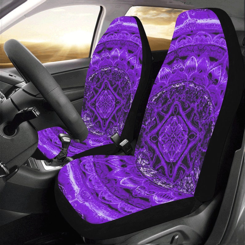 Mandala Car Seat Cover And Assorted Double Wall Plastic Mug Accessories Original Gift Artistic Design Universal Fit Custom Possible