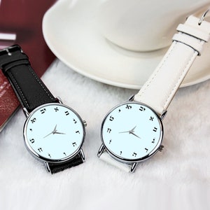 Hebrew letters dial Custom Black or White Watch PU Quartz Watches  Premium Gift Box