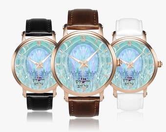 46mm Unisex Automatic Watch, Rose Gold, Leather Band