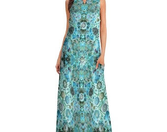 Elegant Women dress Hand painted design fordress. maxi sizes.Polyester