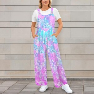 Sleeveless Wide Leg Jumpsuit – Artistic Print One-Piece with Pockets – S to 5XL – Lightweight & Stylish Summer Outfit