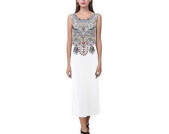 Hand-Painted Silk Maxi Dress: Lightweight Summer Slip Dress