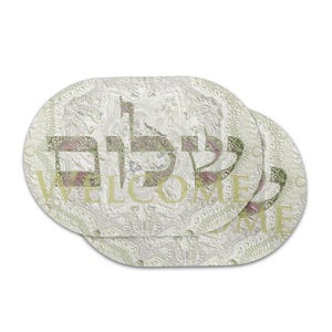 Oval Fabric Placemats (Set of 2): Waterproof Heatproof Table Decor