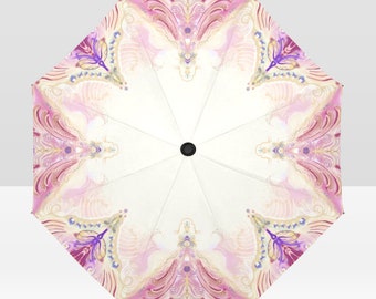 Handpainted Floral Umbrella: Auto Open Close, 95% Anti-UV