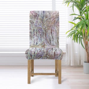 Artistic Tree Print Chair Cover: Stretch Polyester Slipcover