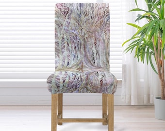 Artistic Tree Print Chair Cover: Stretch Polyester Slipcover