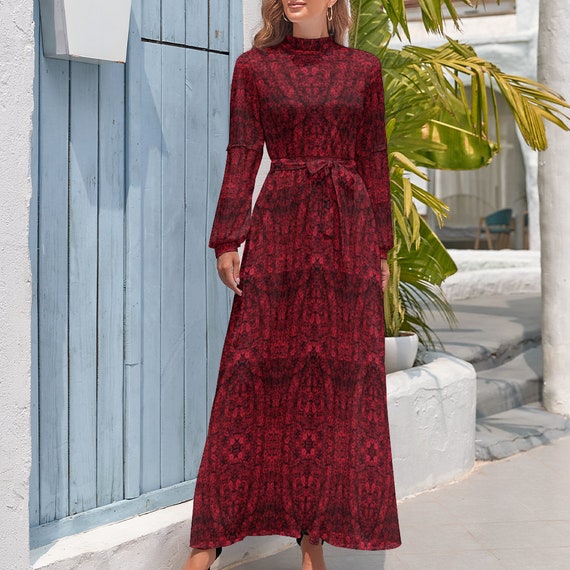 Custom Women's High Neck Maxi Dress: Long Sleeve Casual Skirt - Etsy UK