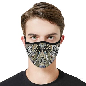 Mouth mask-lot of 3, 5 or 10 units + lot of 10 filters- polyester fabric-washable- covers nose and mouth