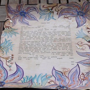 Hand made ketubah-Hand painted and Hand Scribbed-Authentic fine parchment-Made in Jerusalem-Custom image 5