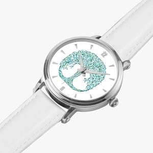 Automatic Mechanical Watch: Stainless Steel Case, Leather Band