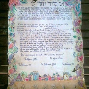 Hand made ketubah-Hand painted and Hand Scribbed-Authentic fine parchment-Made in Jerusalem-Custom