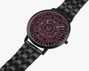 Mandala instafamous Quartz watch-Beautiful finish- 3 case colors- 5 band styles-leather/stainless steel -42mm/33mm case-unisex-130gr