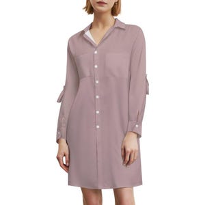 Petal Shirt Dress for Women – Button Up Long Sleeve Dress with Pocket, Lightweight & Breathable, Casual  Beach Cover Up, Sizes S-5XL