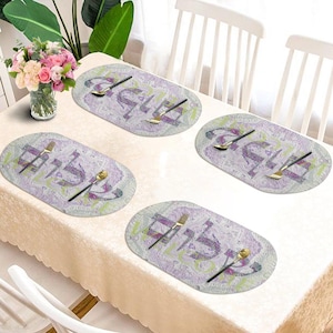 Oval Placemats (Set of 2): Waterproof Heatproof Fabric, Easy Clean (18.11&quot;x12.2&quot;)