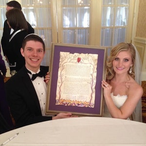 Hand made ketubah-Hand painted and Hand Scribbed-Authentic fine parchment-Made in Jerusalem-Custom