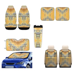 Car set decor-seat cover compatible airbag-reusable coffee cup-back seat organizer- sun shade-Car accessories-universal fit-custom possible
