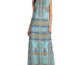 Elegant Women dress Hand painted design fordress. maxi sizes.Polyester