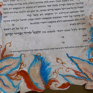 Hand made ketubah-Hand painted and Hand Scribbed-Authentic fine parchment-Made in Jerusalem-Custom image 3