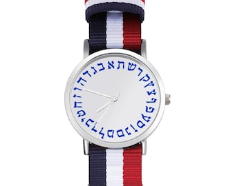 Hebrew letters custom ungraduated unisex adult leisure watch large dial case