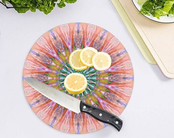 Mandala art custom glass cutting board kitchen accessory model 837. Tempered Glass Cutting Board