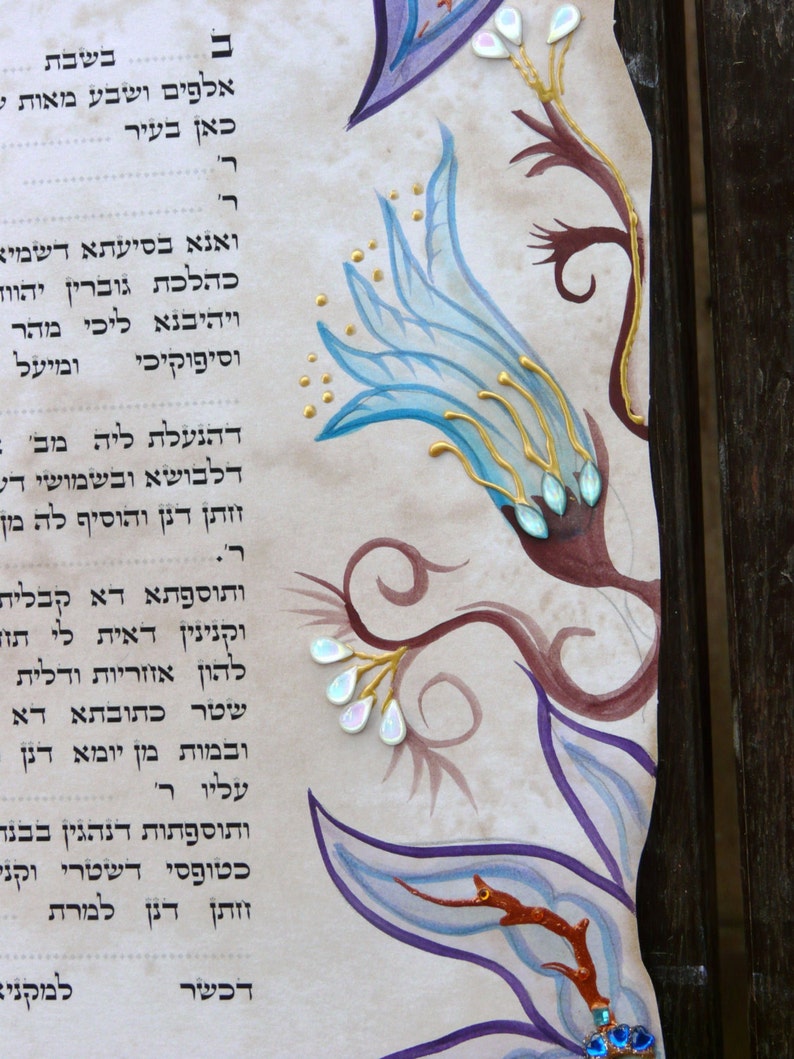 Hand made ketubah-Hand painted and Hand Scribbed-Authentic fine parchment-Made in Jerusalem-Custom image 2
