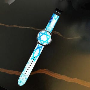 Custom Hebrew letters Touch Watch –20mm dial- Personalized Dial & Strap – Black Quartz Wristwatch, Alloy Case – Unique Judaica Gift
