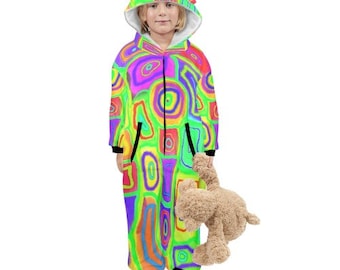 Child costume child deguisement jumper costume flannel jumper hooded zipped costume Purim Carnival Halloween- green or blue  clown