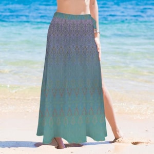 Women’s Long Knot Side Cover-Up – Artistic Print Sarong Wrap – Quick-Dry, Lightweight Polyester – Beach and Resort Wear-up to size 5XL