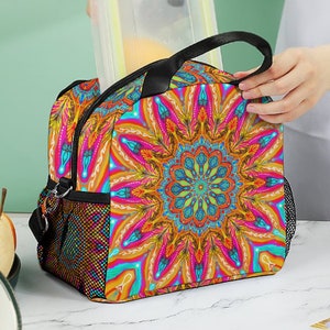 Mandala bunte Farben Wiederverwendbar Isolierte Lunchbags Arbeits einfach zu tragen Essensbeutel