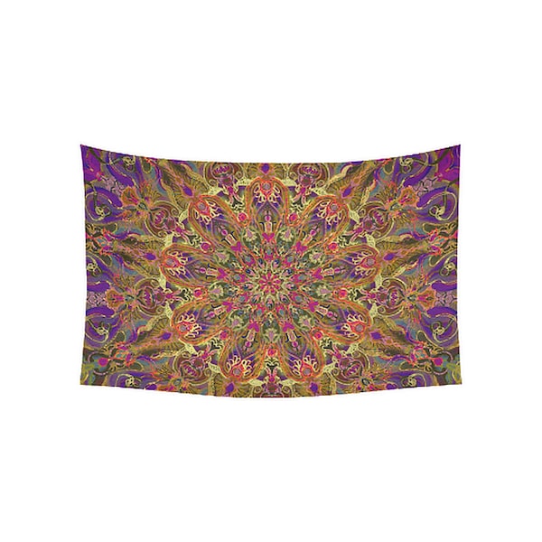 mandala pourpre-tapisserie imprimee sur coton linen -healing -yoga-blessing- Plaid , nappe, couvre-lit ou autre usage