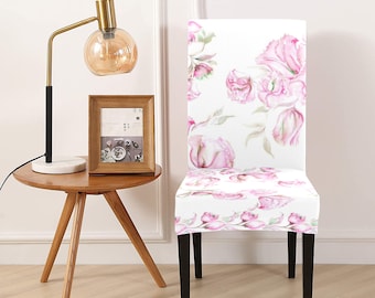 Floral Dining Chair Cover: Artistic Polyester Spandex Slipcover