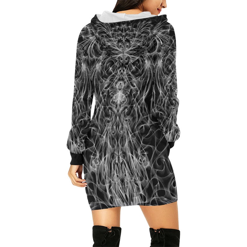 mini dress maxi size-mini dress mini size size from XS to XXL S.Kespi Creation Hoodie Mini Dress-polyester-hand painted original design