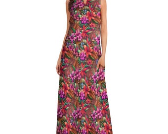 Elegant Women dress Hand painted design fordress. maxi sizes.Polyester