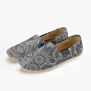 Street Art Floral Canvas Slip-Ons | Black Comfortable Women’s and men&#39;s Sneakers – Casual Everyday Shoes