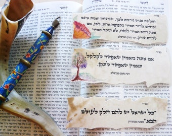 jewish proverbs on parchment paper- little bookmarks -