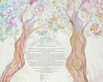 printable pdf-  Interfaith or Reform wording -watercolor-ketubah to fill - 16.5" x 23.4"- 42x60cm-coupon KETUBAH40OFF