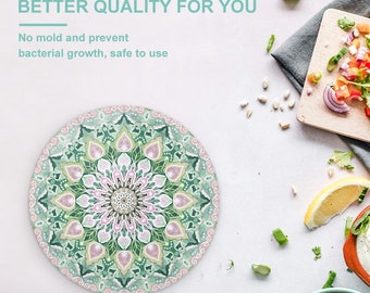 Mandala art custom glass cutting board kitchen accessory model 837. Tempered Glass Cutting Board