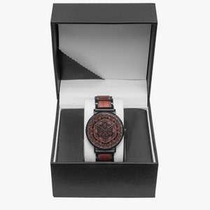 Mandala wooden Strap Quartz Watch-Beautiful finish-41mm premium copper case bamboo wood strap image 9