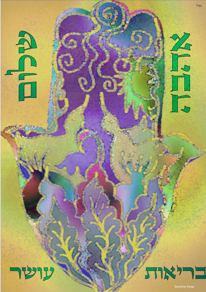 Hamsa Hebrew Blessing Words Printable Pdf HIGH RESOLUTION Etsy