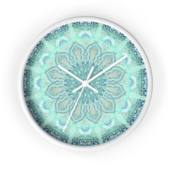 Mandala floral au mur- Horloge murale-deco interieure-horloge en bois-cadeau original-demenagement- personnalisable