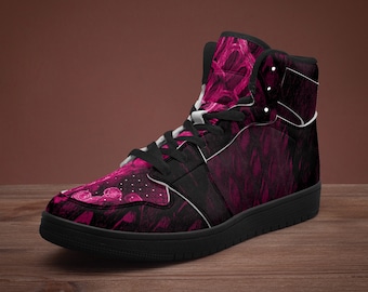 Baskets montantes en cuir végétalien violettes - Chaussures de sport unisexe