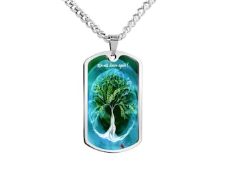 We will dance again  English Hebrew  Necklaces Rectangular Pendant Clavicle Chain 2 Sides Printing Custom Jewel Personalized pendant