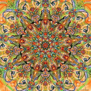 Arazzo mandala - simboli di abbondanza e benedizione - stampa su carta 180gr