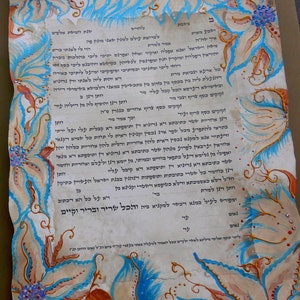 Hand made ketubah-Hand painted and Hand Scribbed-Authentic fine parchment-Made in Jerusalem-Custom image 4