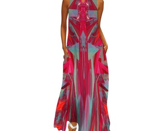 Elegant Women dress Hand painted design fordress. maxi sizes.Polyester