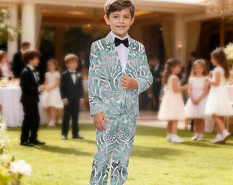 Boys Artistic Suit Set – Custom Design Formal Outfit, Comfortable Breathable Blazer & Pants