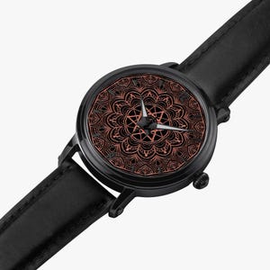Mandala Automatic Watch: Unisex Mechanical Movement, Leather Band